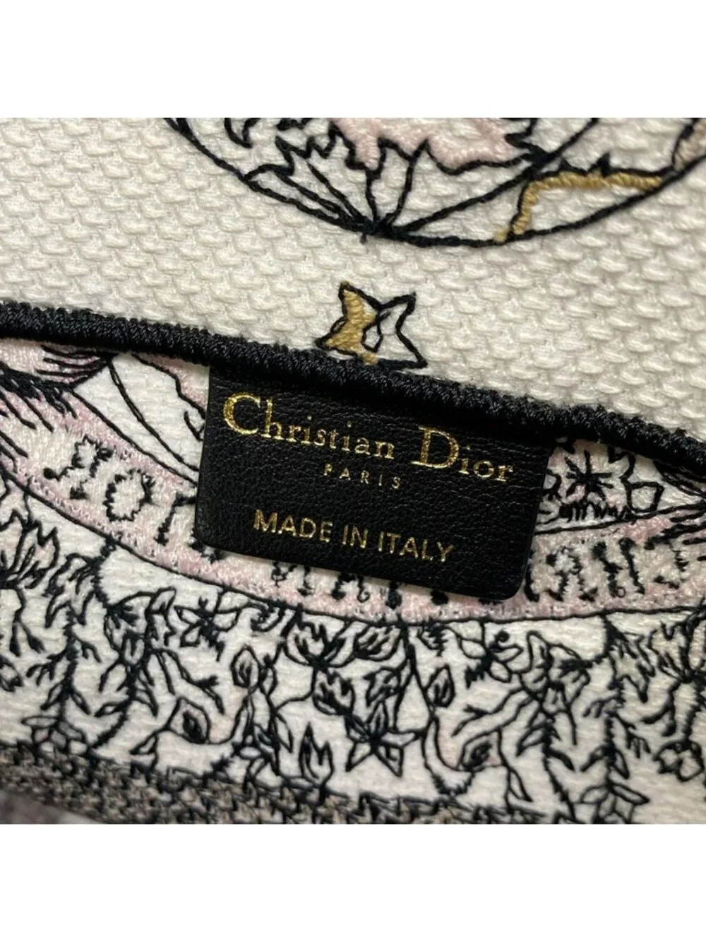 Dior Tote Book Vintage Small White Black Pink